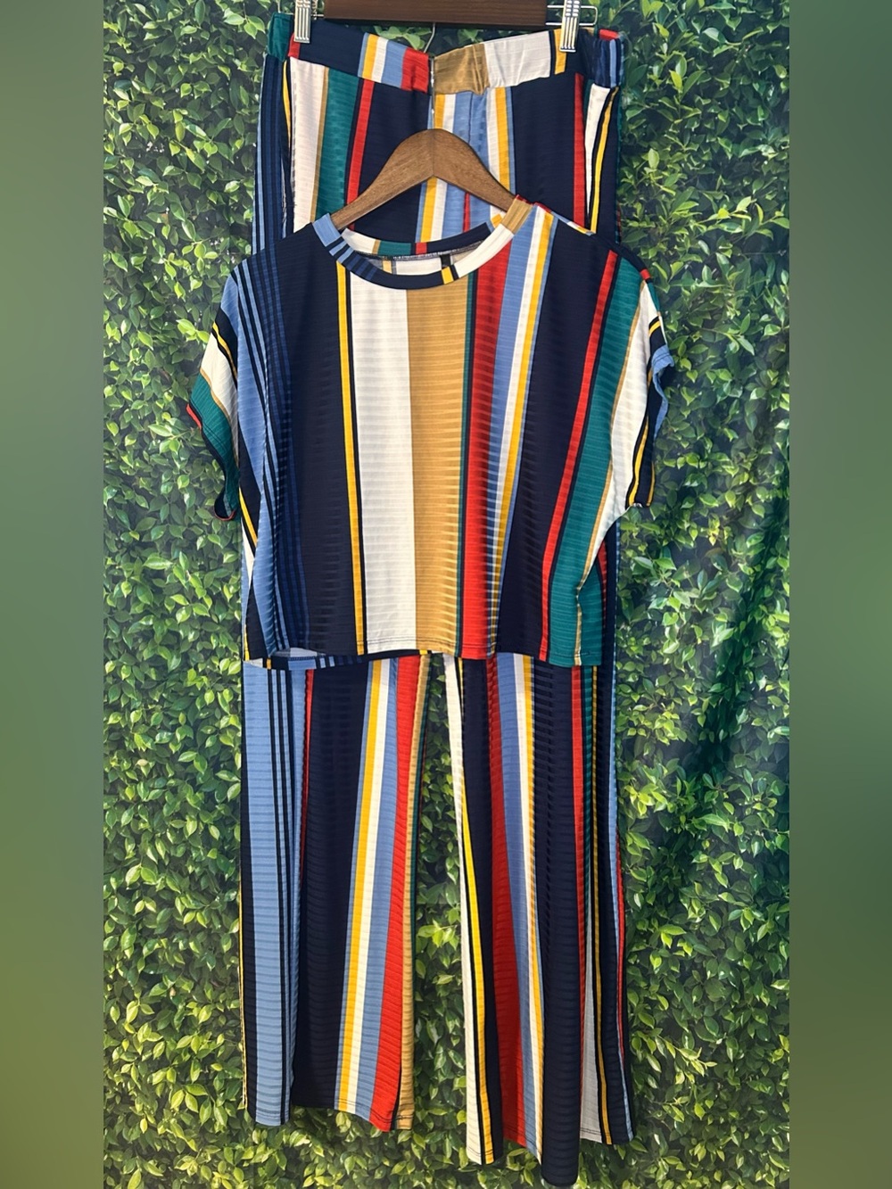 Women’s Multi-Stripe Lounge Set - Navy, Mustard & Teal